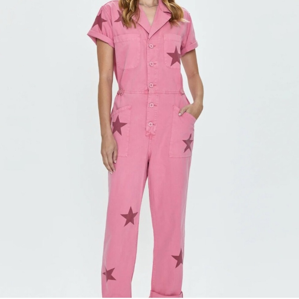Pink Star-Patterned Jumpsuit